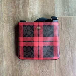 COACH Zip File bag in Signature Canvas Plaid Print